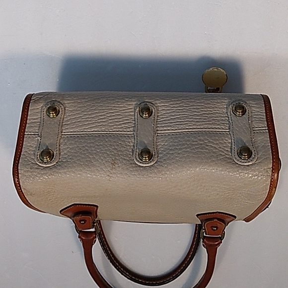 Dooney & Bourke Leather Gladstone Cream and Tan Satchel - Picture 6 of 9